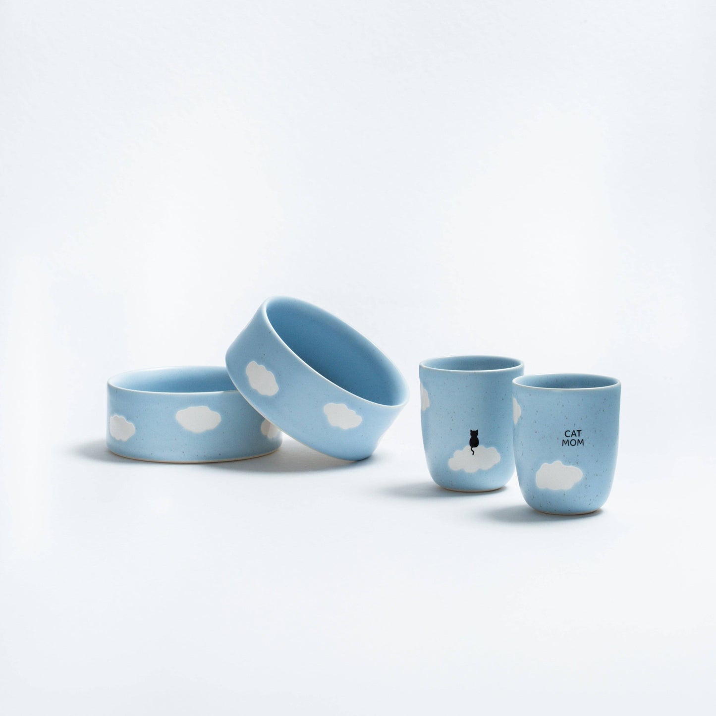 Napf- und Tassen Set "Cloud Meow" 4-teiliges Set Cat Mom & Cat Dad