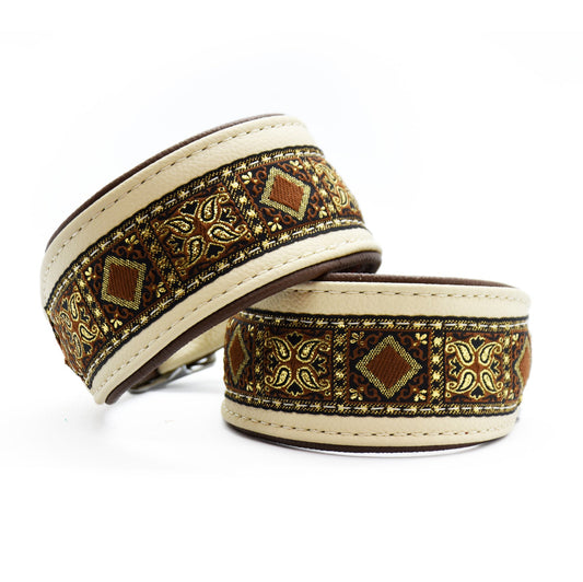 Halsband HAZEL mit Borte | Windhund | gepolstertes Lederhalsband