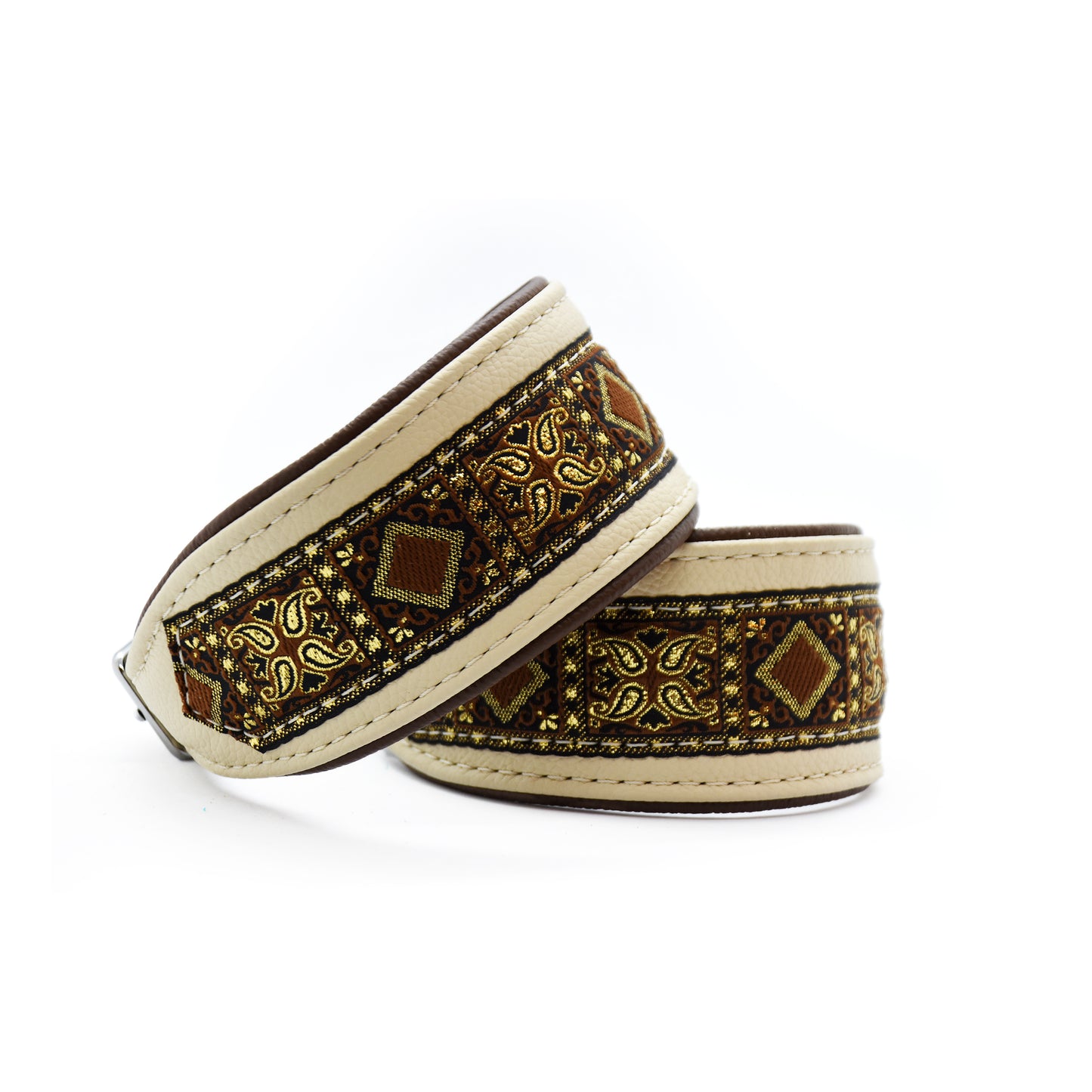 Halsband HAZEL mit Borte | Windhund | gepolstertes Lederhalsband
