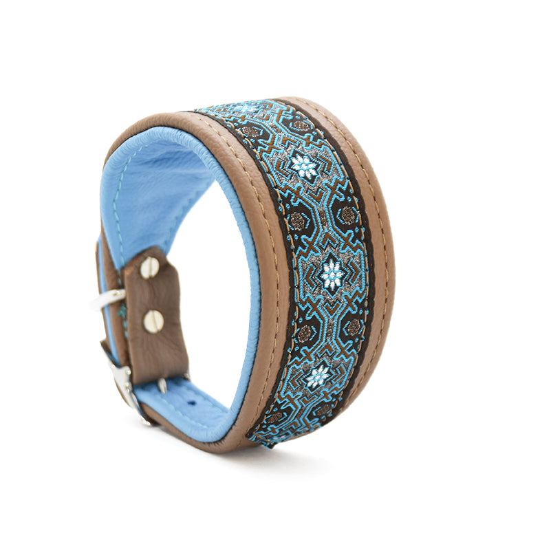 Halsband SKADI | Gepolstertes Windhundhalsband aus Bio-Leder | Breites Lederhalsband