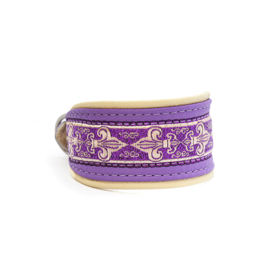 Halsband AMETHYST mit Borte | Windhund | breites Hundehalsband