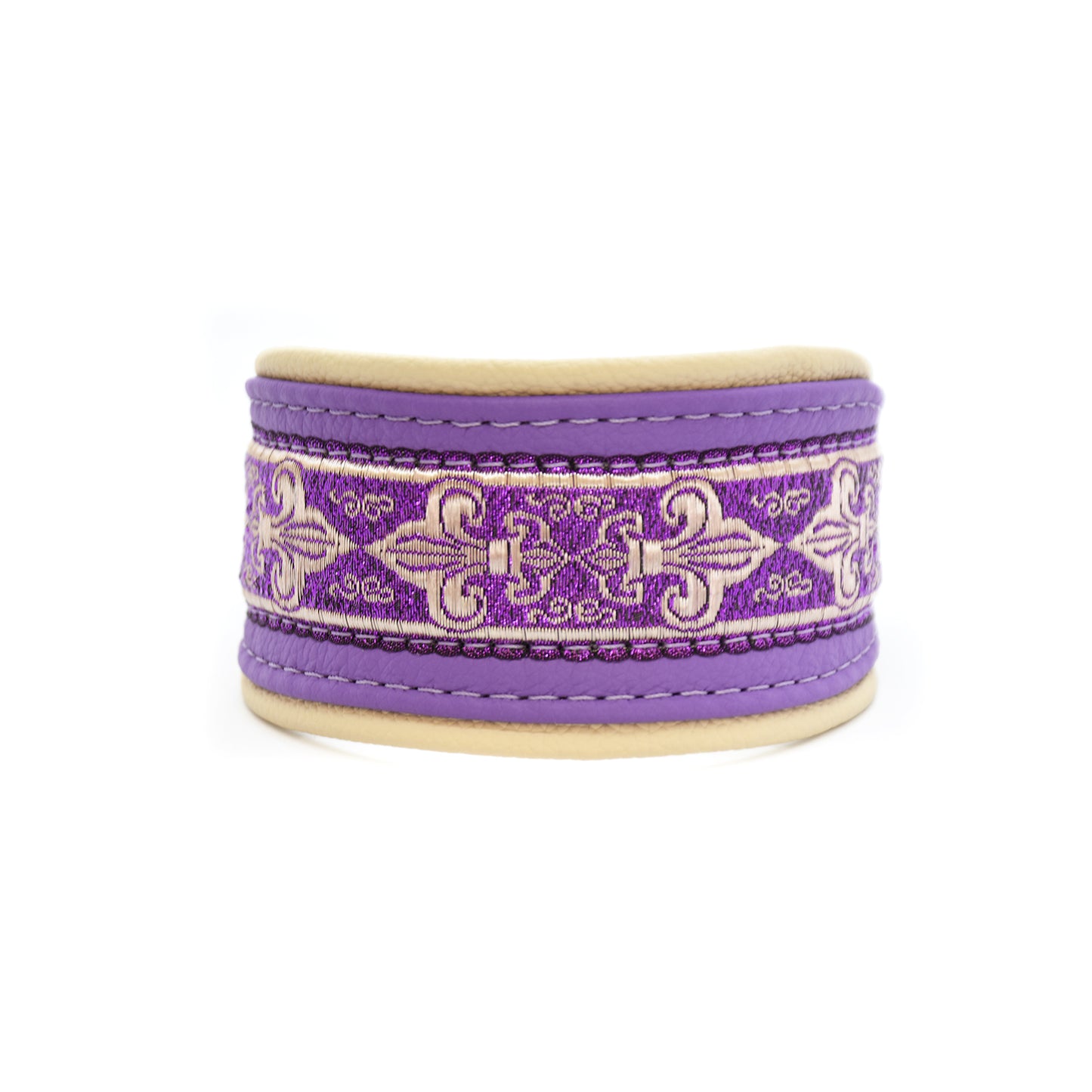 Halsband AMETHYST mit Borte | Windhund | breites Hundehalsband