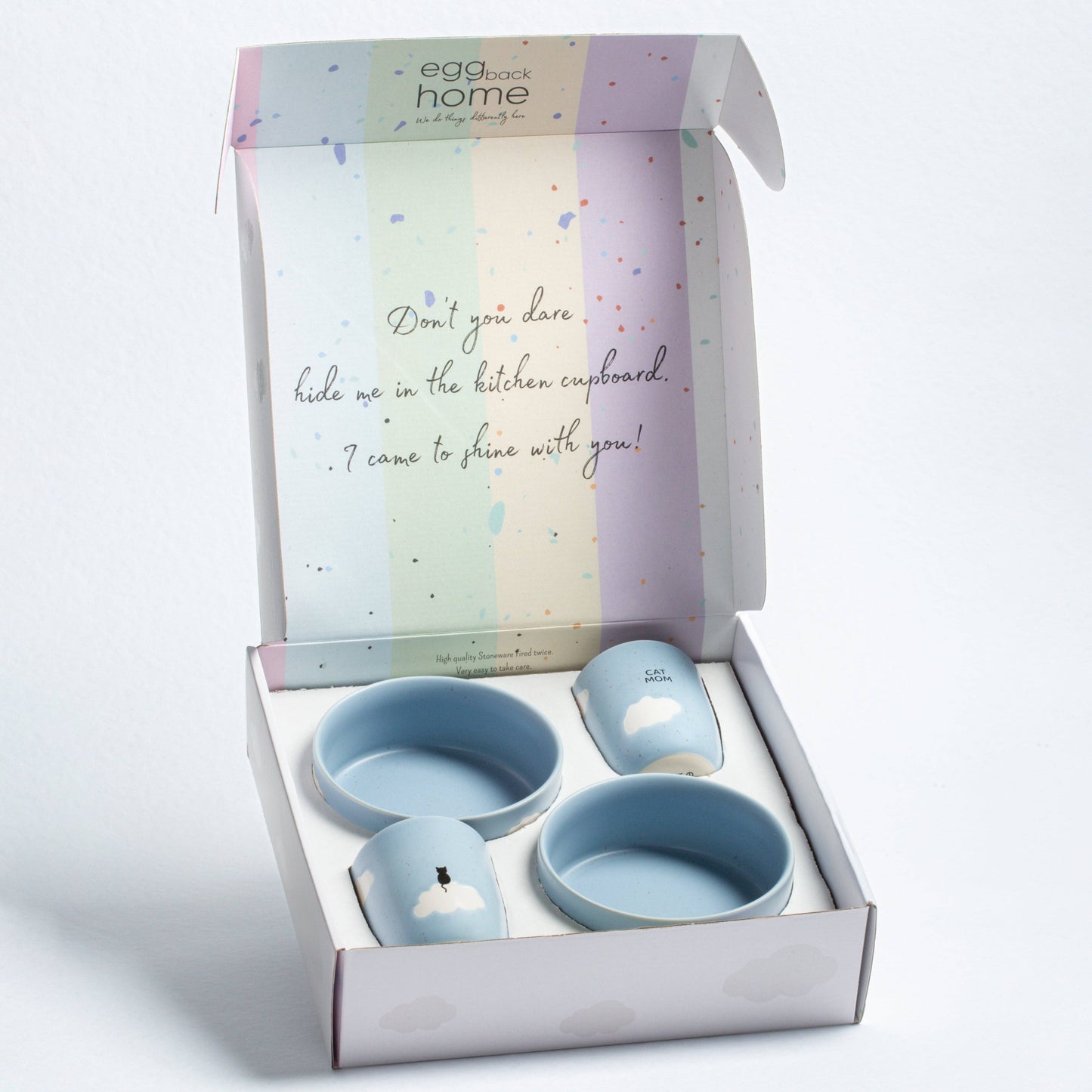 Napf- und Tassen Set "Cloud Meow" 4-teiliges Set Cat Mom & Cat Dad