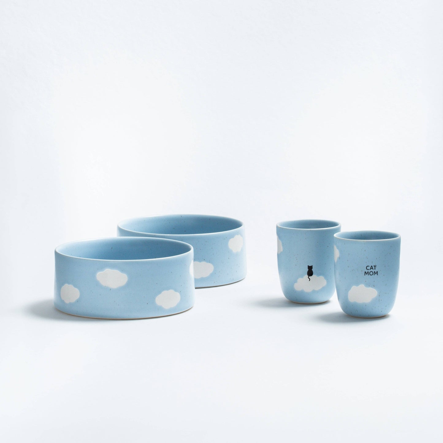 Napf- und Tassen Set "Cloud Meow" 4-teiliges Set Cat Mom & Cat Dad