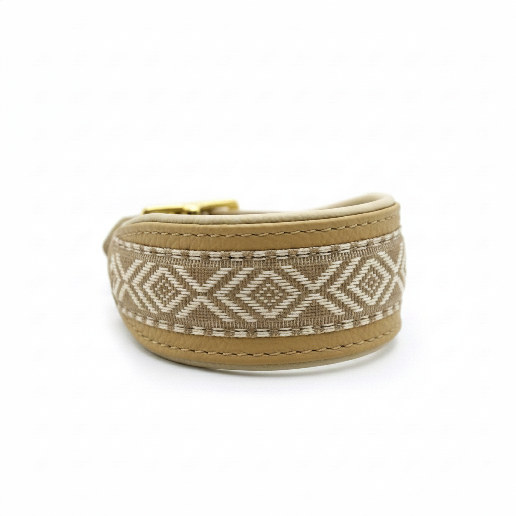 Windhundhalsband HAVANNA aus Nappaleder | Breites gepolstertes Lederhalsband