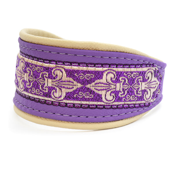 Halsband AMETHYST mit Borte | Windhund | breites Hundehalsband