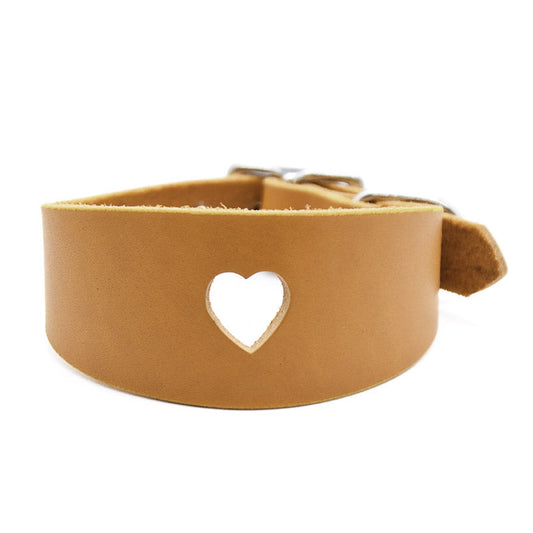 CLASSIC HEART | breites Fettlederhalsband mit Herz 