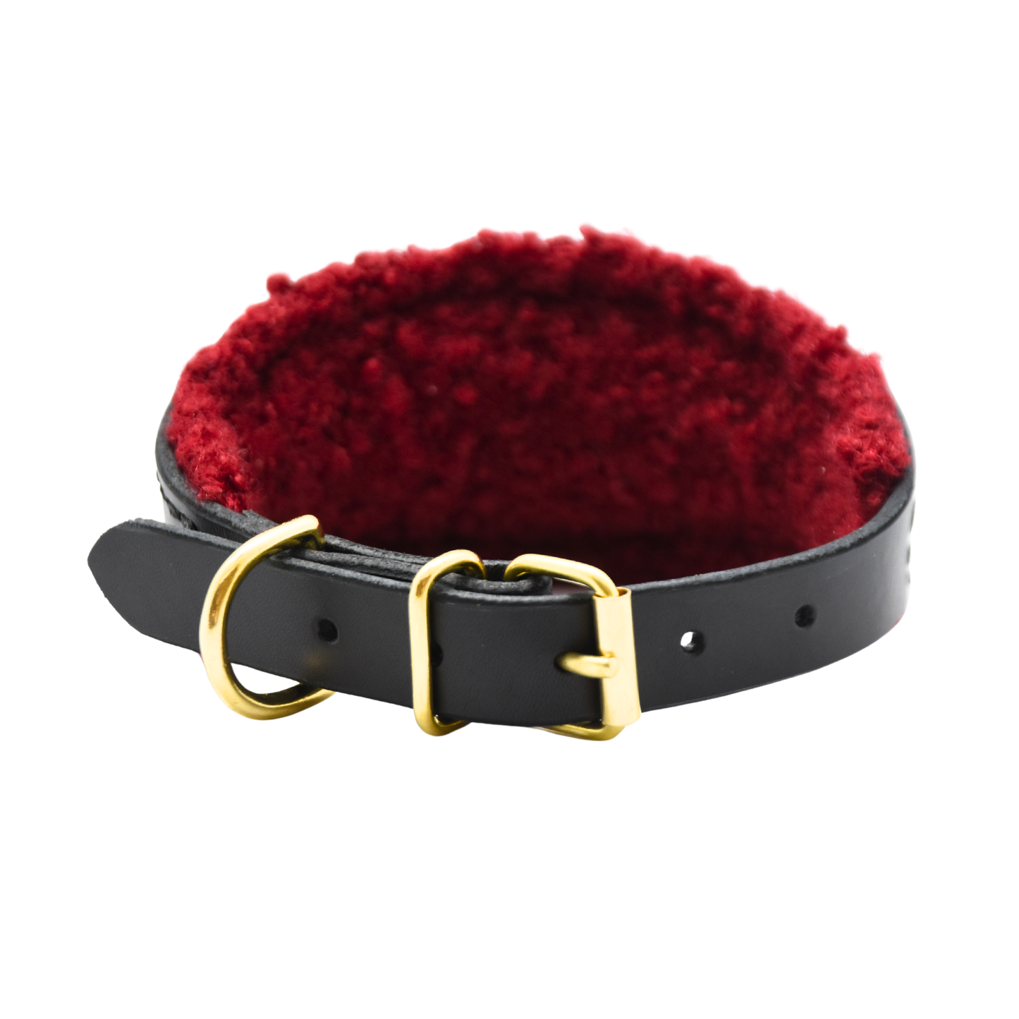 TEDDY Windhundhalsband | gepolstertes Lederhalsband mit Teddyfleece