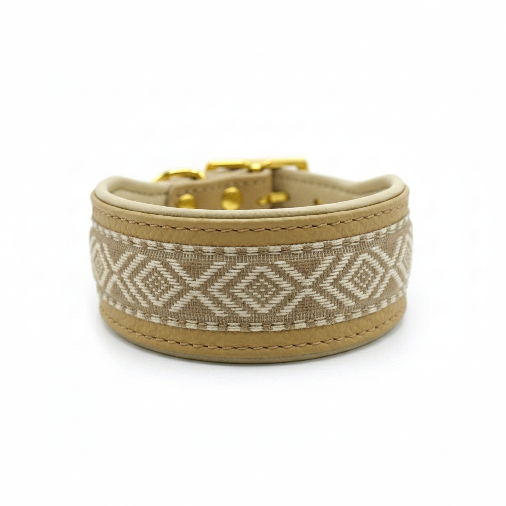 Windhundhalsband HAVANNA aus Nappaleder | Breites gepolstertes Lederhalsband